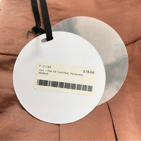 Line & Dot Ali Cool Brown Satin High Waist Crop Trouser Medium Pants paper Bag - Picture 6 of 6